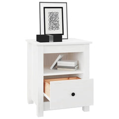 vidaXL Bedside Cabinet | White | Solid pine wood | Medium | Bedside Cabinet 3