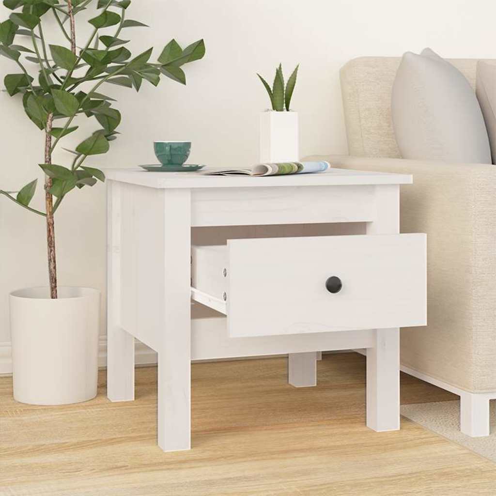 vidaXL Side Table | White | Solid pine wood | Small | Side Table | Square 3