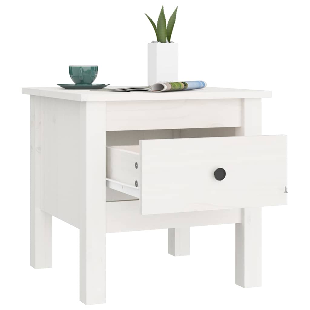 vidaXL Side Table | White | Solid pine wood | Small | Side Table | Square 5