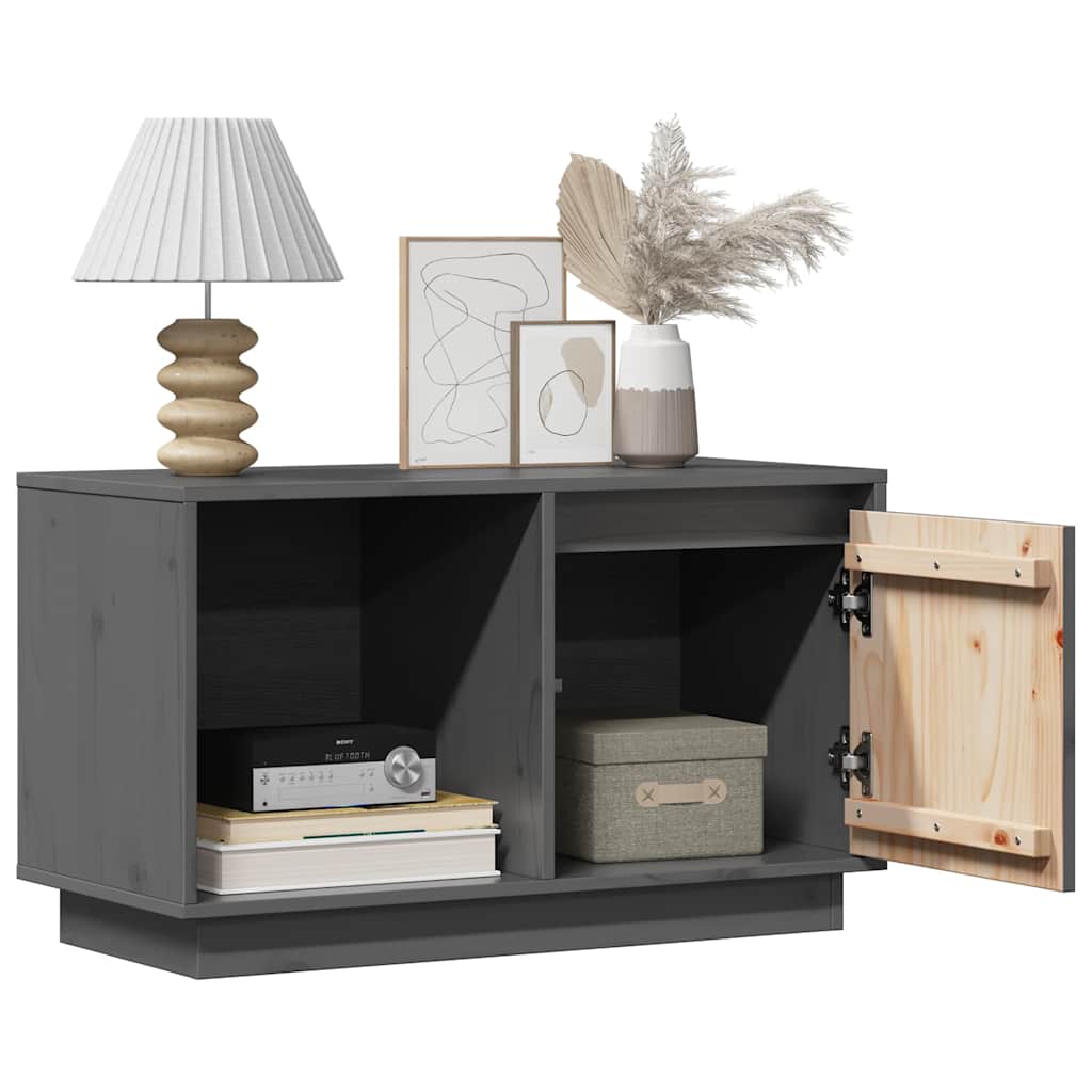 vidaXL TV Cabinet | Grey | Solid Pine Wood | 74 cm | TV Cabinet | Rectangular 3