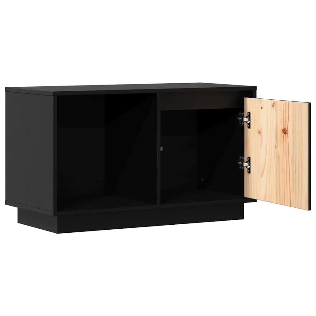 vidaXL TV Cabinet | Black | Solid pine wood | Medium | TV Cabinet | Rectangular 5