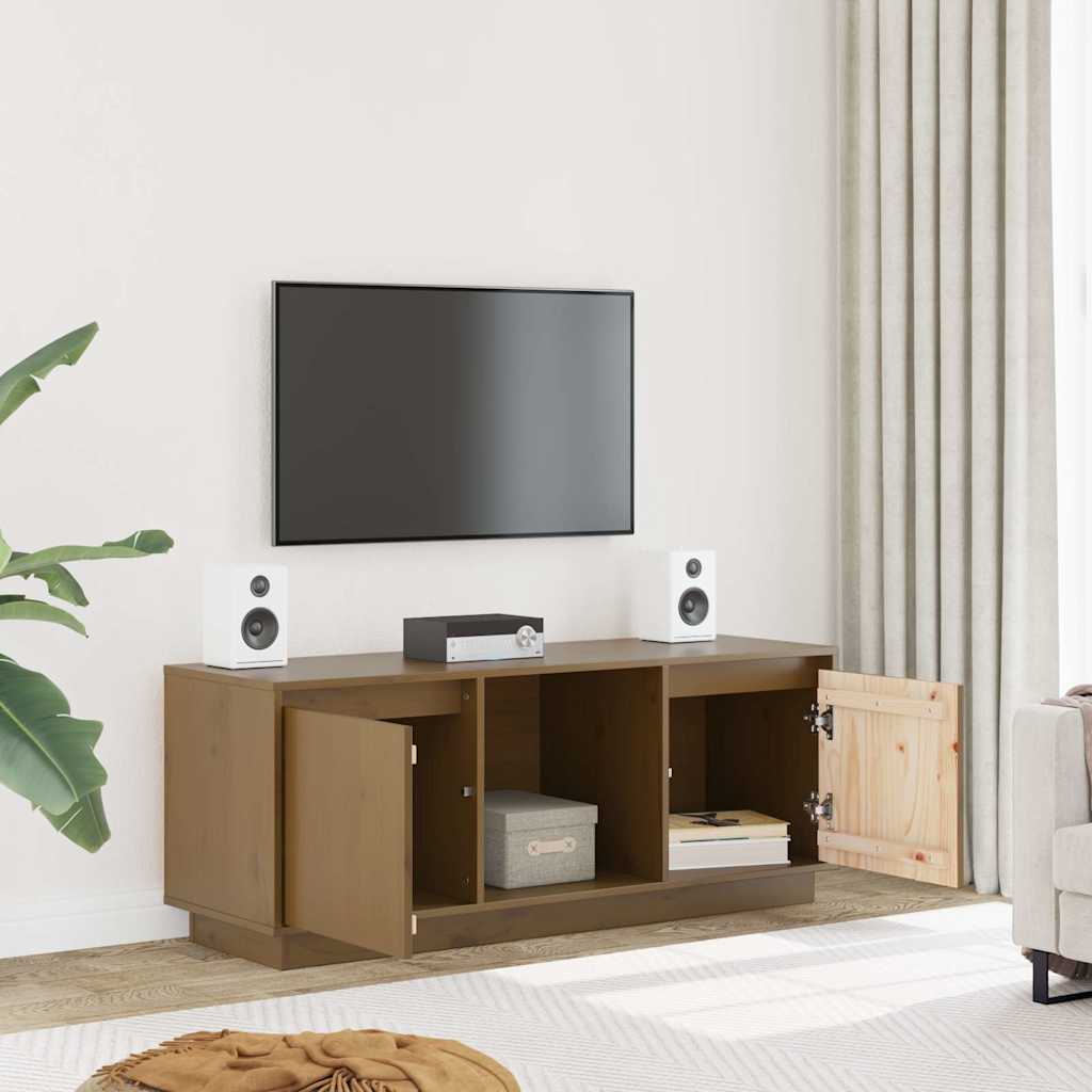 TV Cabinet 110,5x35x44 cm Solid Wood Pine Honey brown