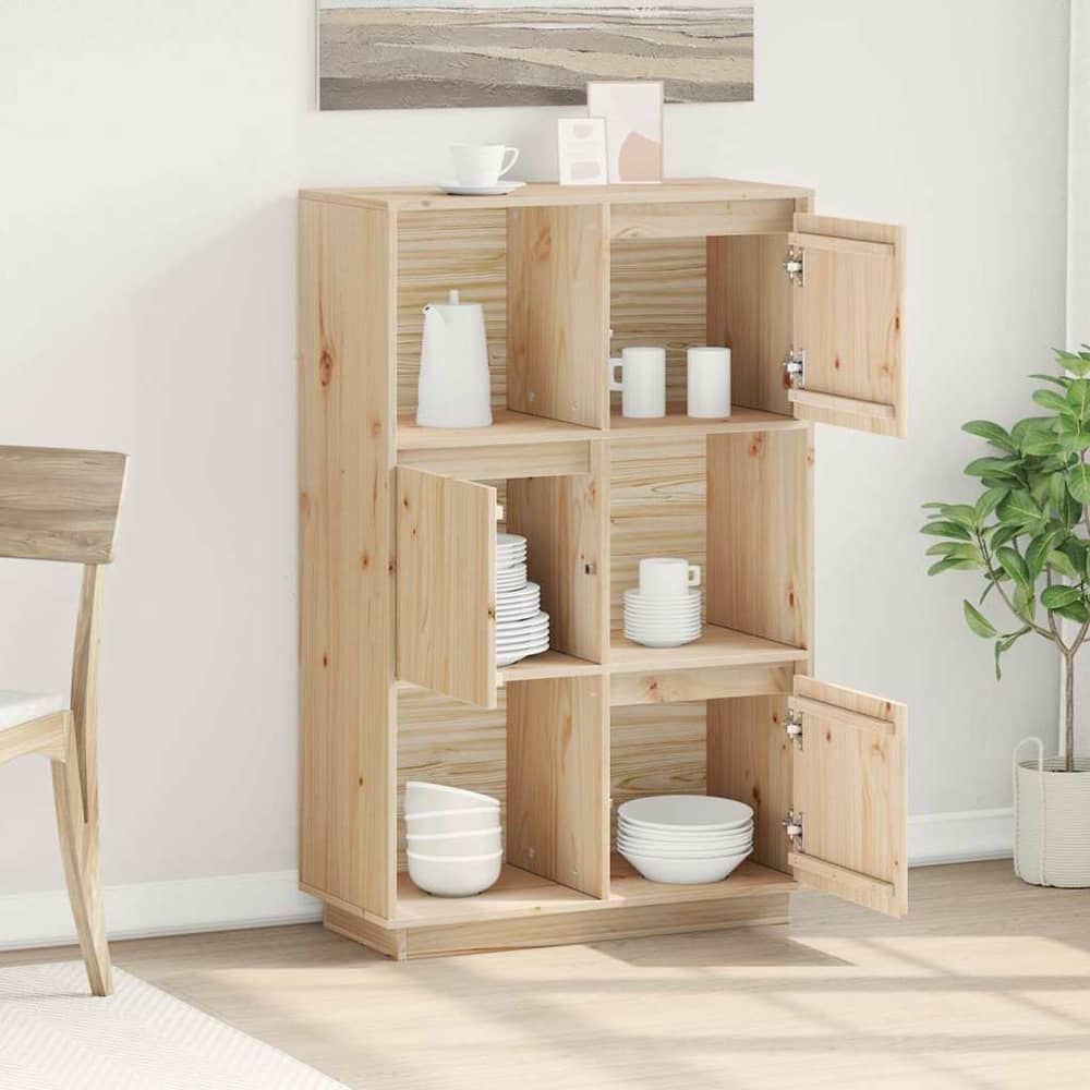 Highboard 74x35x117 cm Solid Wood Pine Natural