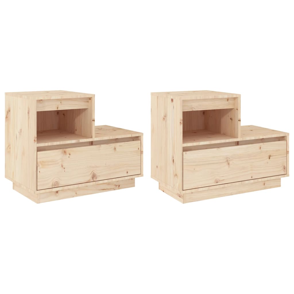vidaXL Bedside Cabinets 2 pcs 60x34x51 cm Solid Wood Pine 2