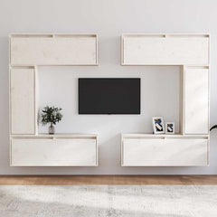 vidaXL 6 Piece TV Cabinet Set White Solid Wood Pine 1