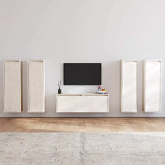 vidaXL 5 Piece TV Cabinet Set White Solid Wood Pine 1