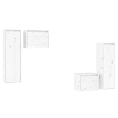 vidaXL 4 Piece TV Cabinet Set White Solid Wood Pine 2