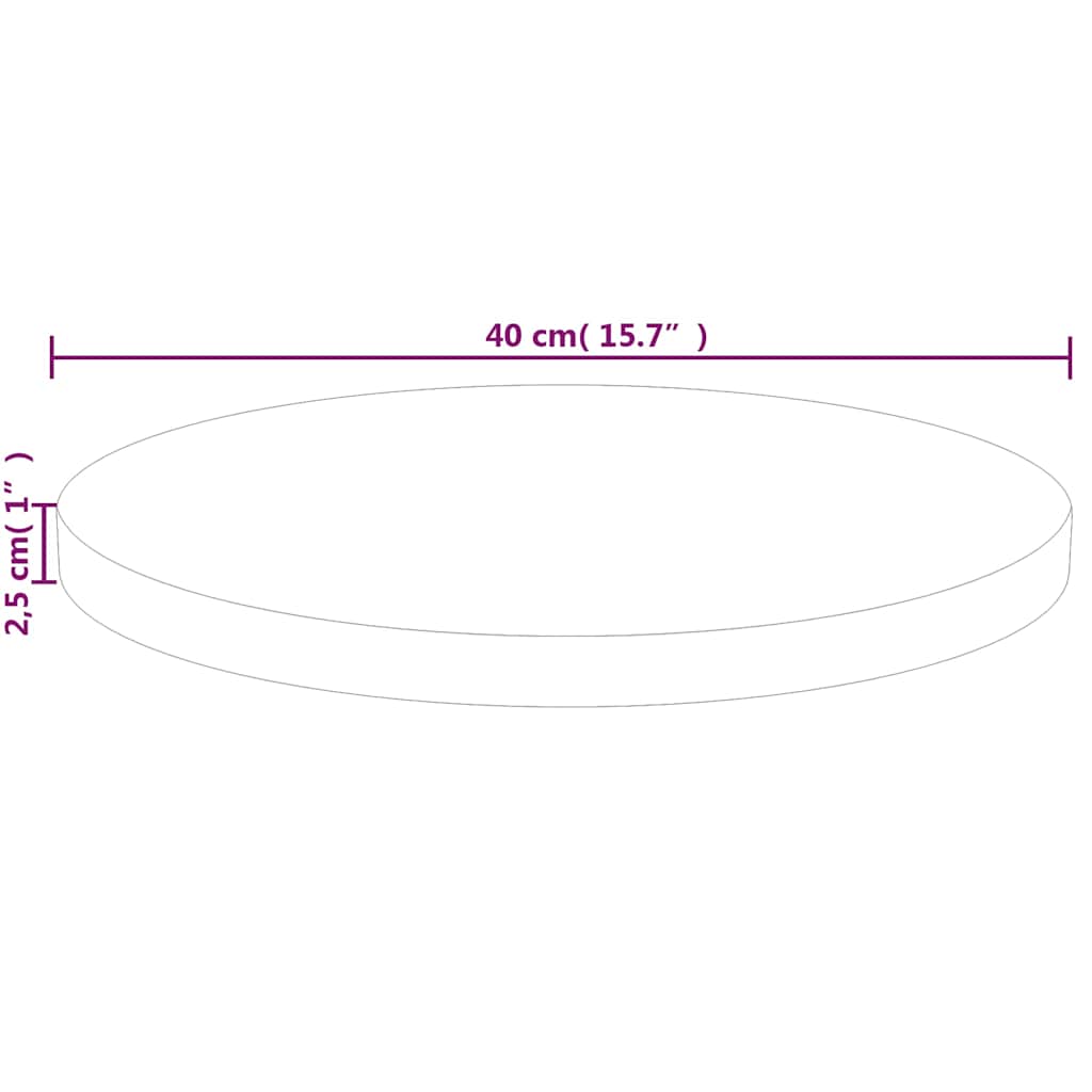 vidaXL Round Table Top Ø40x2,5 cm Untreated Solid Wood Oak 4