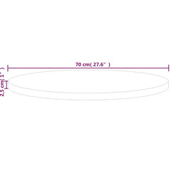 vidaXL Round Table Top Ø70x2,5 cm Untreated Solid Wood Oak 4