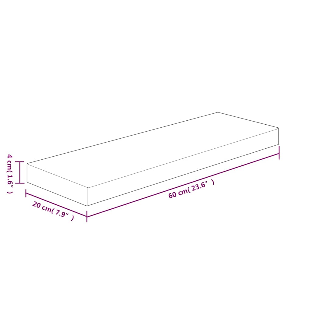 vidaXL Shelf Board 60x20x4 cm Untreated Solid Wood Oak 4