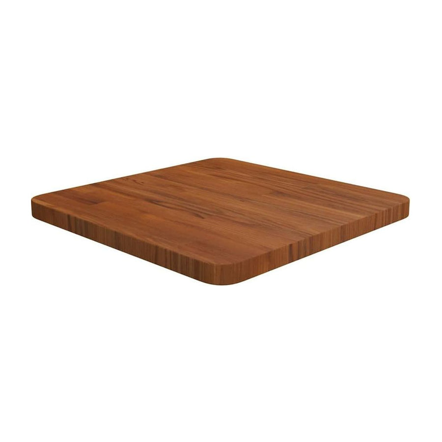 Square Table Top Dark Brown Treated Solid Wood Oak