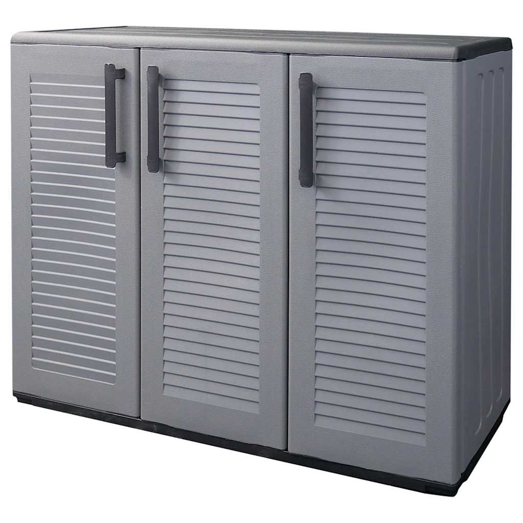 vidaXL Garden Storage Cabinet Grey and Black 102x37x84 cm PP 2