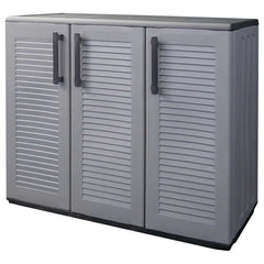 vidaXL Garden Storage Cabinet Grey and Black 102x37x84 cm PP 2