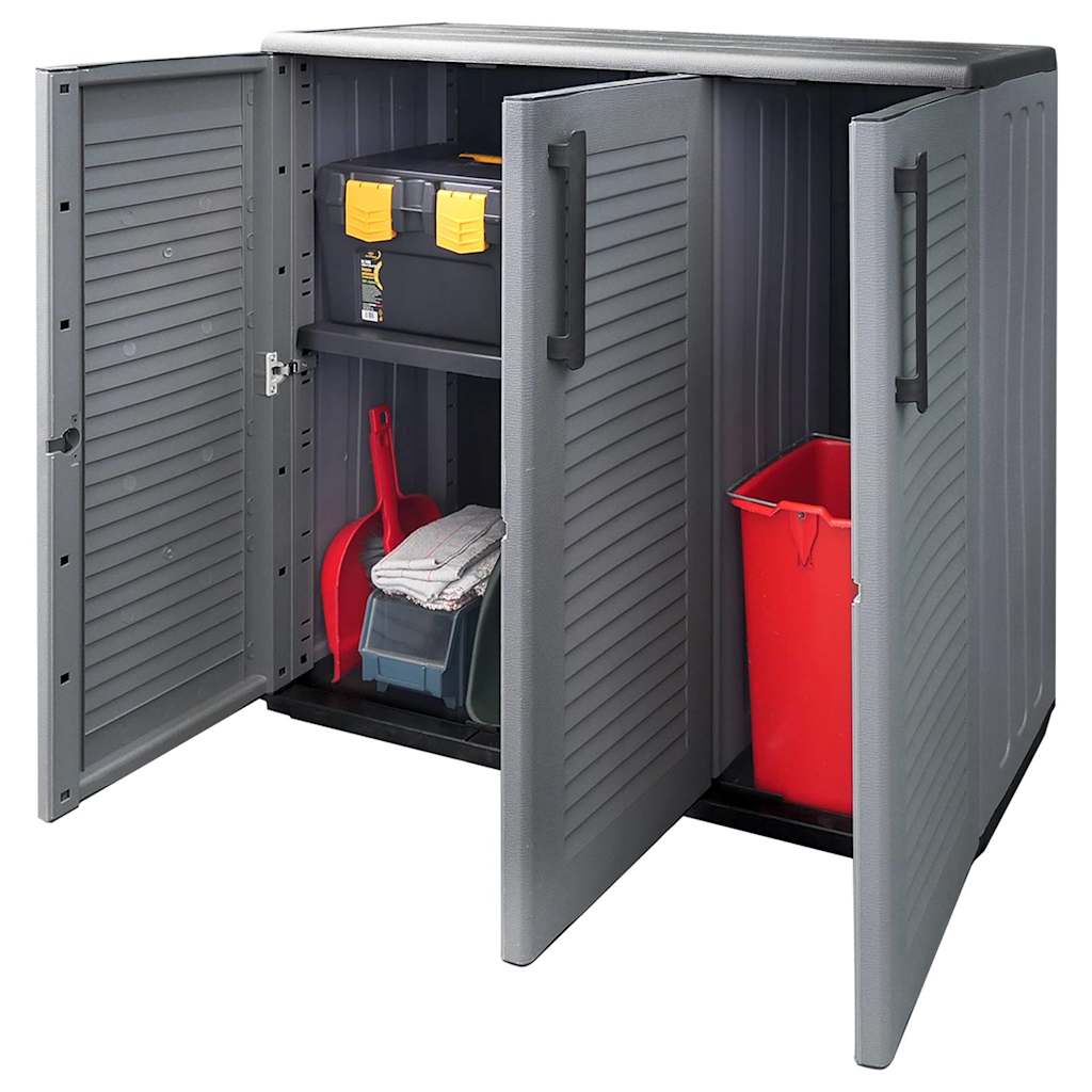 vidaXL Garden Storage Cabinet Grey and Black 102x37x84 cm PP 3