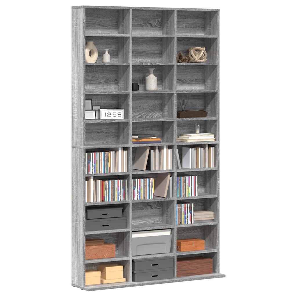 vidaXL CD Cabinet Grey Sonoma 102x23x177,5 cm Engineered Wood 3