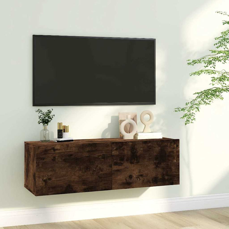 815096 vidaXL TV Wall Cabinet Smoked Oak 100x30x30 cm Engineered Wood 1