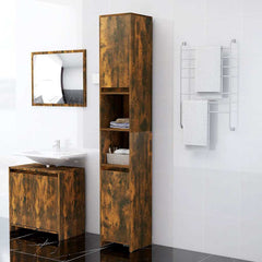 vidaXL Bathroom Cabinet Smoked Oak 30x30x183.5 cm Engineered Wood 1