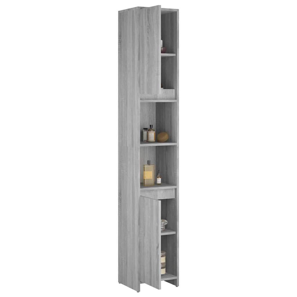 vidaXL Bathroom Cabinet Grey Sonoma 30x30x183.5 cm Engineered Wood 4