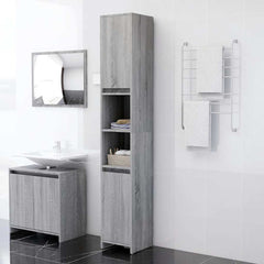 vidaXL Bathroom Cabinet Grey Sonoma 30x30x183.5 cm Engineered Wood 1