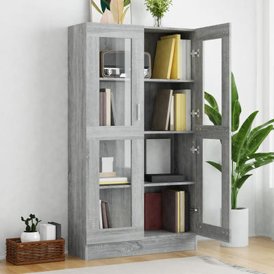 Vitrine Cabinet Grey Sonoma 82.5x30.5x150 cm Engineered Wood