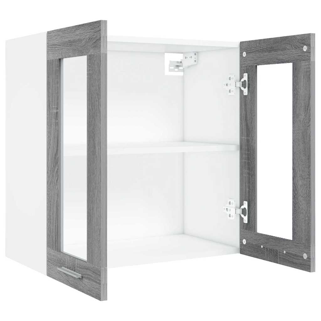 vidaXL Hanging Glass Cabinet Lyon Grey Sonoma 60x31x60 cm Engineered Wood 5