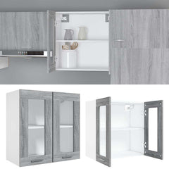 vidaXL Hanging Glass Cabinet Lyon Grey Sonoma 60x31x60 cm Engineered Wood 6
