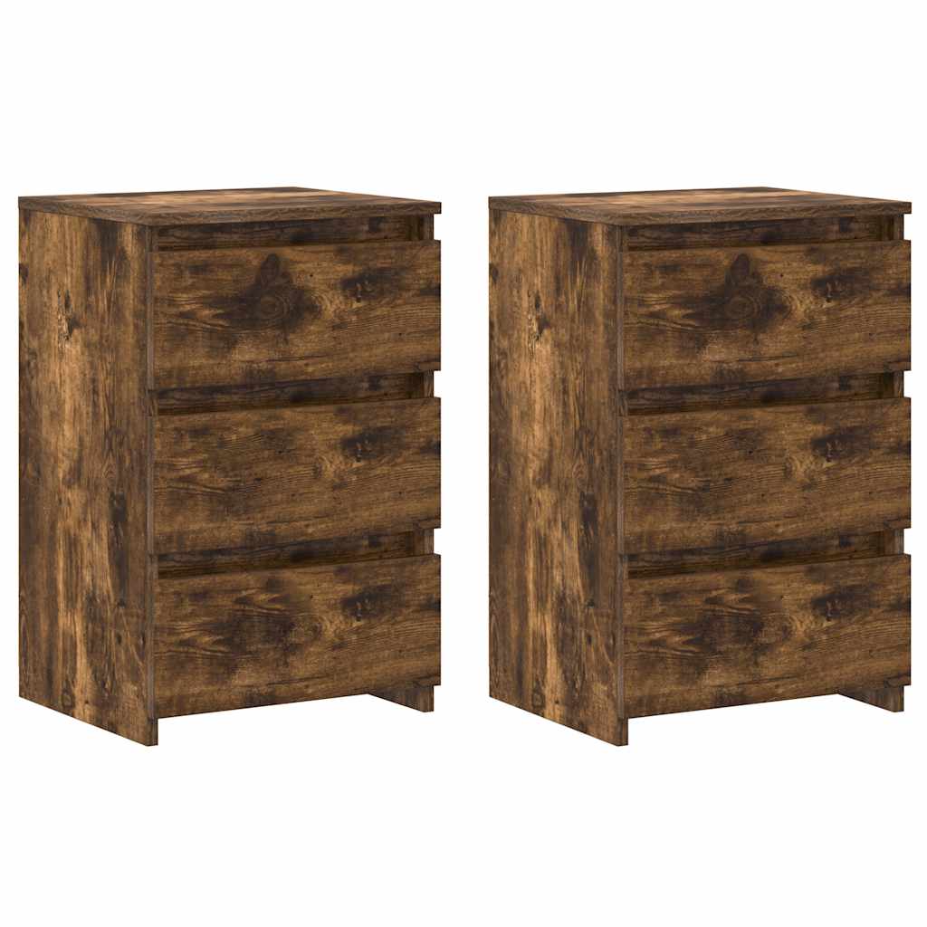 815172 vidaXL Bed Cabinets 2 pcs Smoked Oak 40x35x62,5 cm Engineered Wood 2