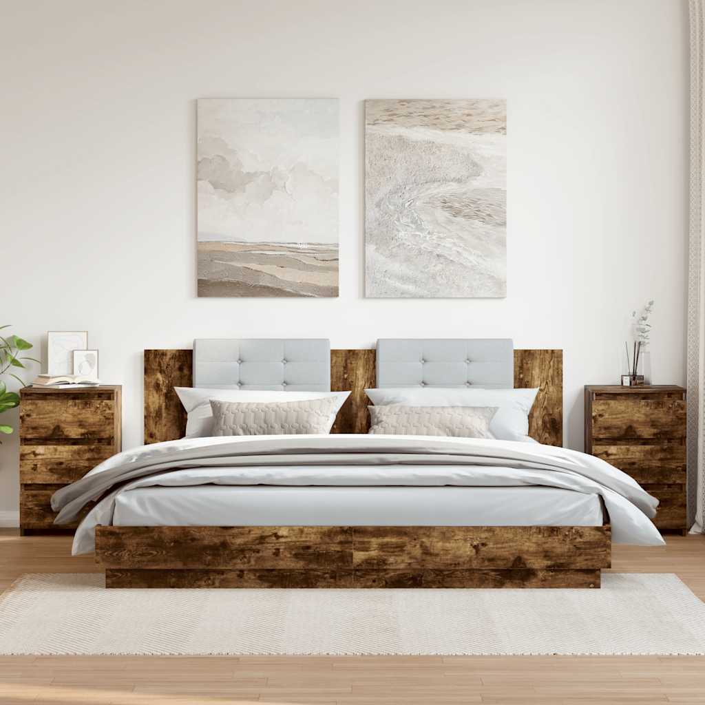 815172 vidaXL Bed Cabinets 2 pcs Smoked Oak 40x35x62,5 cm Engineered Wood 1