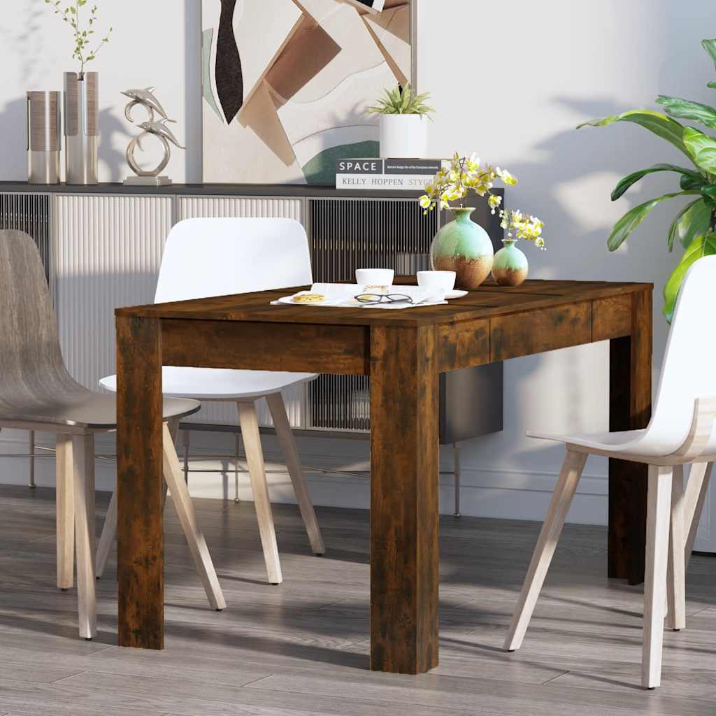 vidaXL Dining Table Smoked Oak 140x74.5x76 cm Engineered Wood 3
