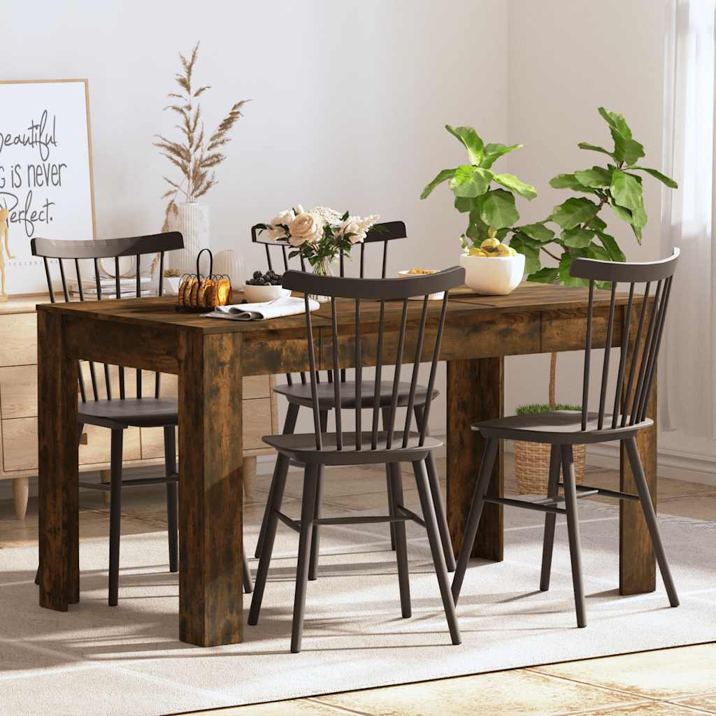 vidaXL Dining Table Smoked Oak 140x74.5x76 cm Engineered Wood 4