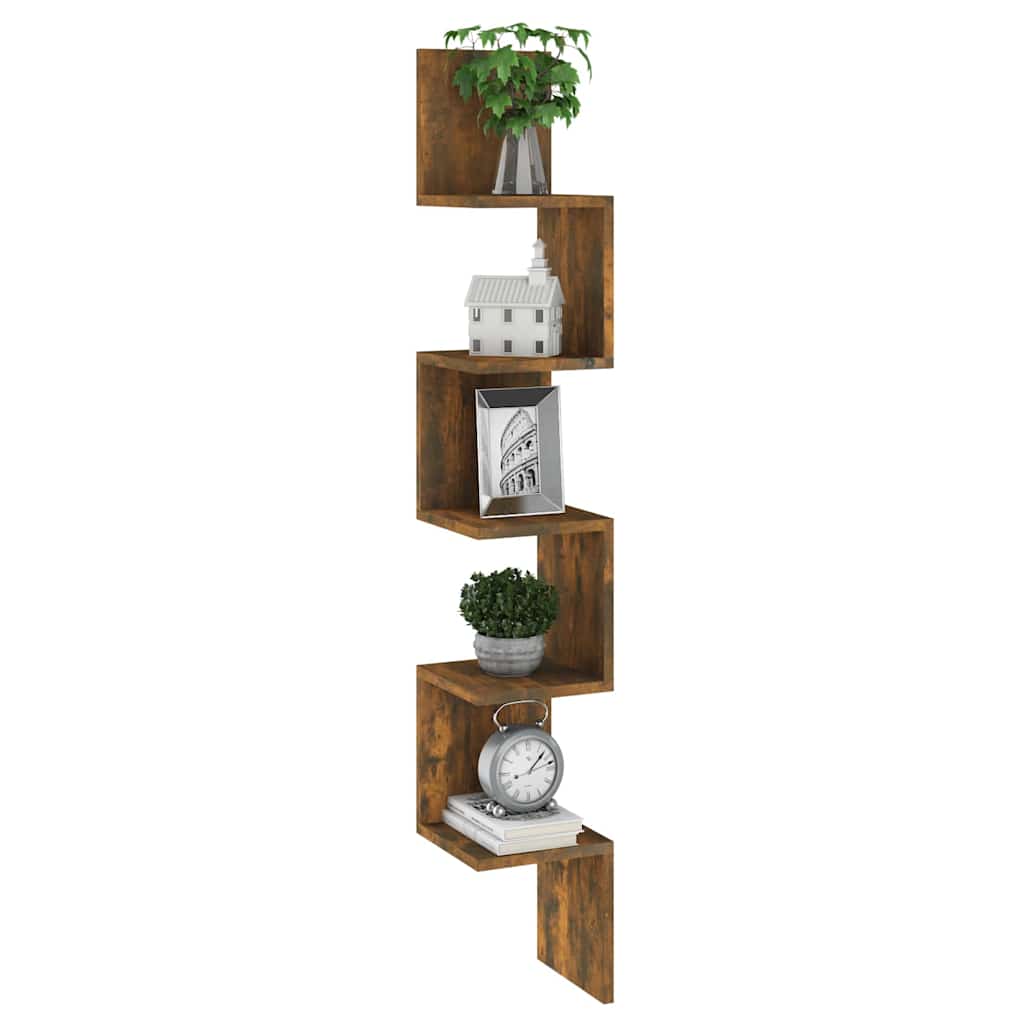 Wall Corner Shelf 20x20x127,5 cm Engineered Wood Width 20 cm Smoked oak