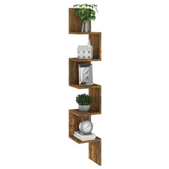 Wall Corner Shelf 20x20x127,5 cm Engineered Wood Width 20 cm Smoked oak