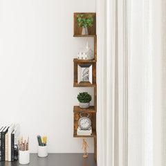 815210 vidaXL Wall Corner Shelf Smoked Oak 20x20x127,5 cm Engineered Wood 3