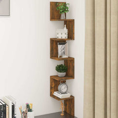 815210 vidaXL Wall Corner Shelf Smoked Oak 20x20x127,5 cm Engineered Wood 1