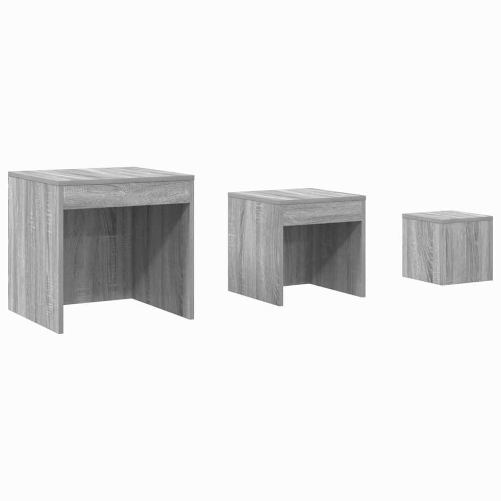 vidaXL Nesting Tables 3 pcs Grey Sonoma Engineered Wood 2