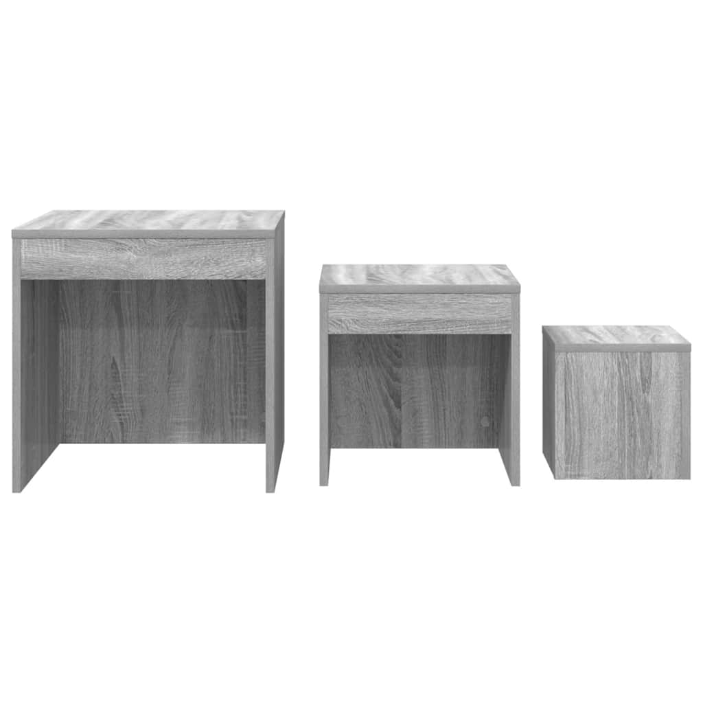 vidaXL Nesting Tables 3 pcs Grey Sonoma Engineered Wood 5