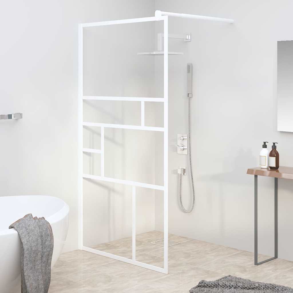 Walk-in Shower Wall ESG Glass White 115 x 195 cm