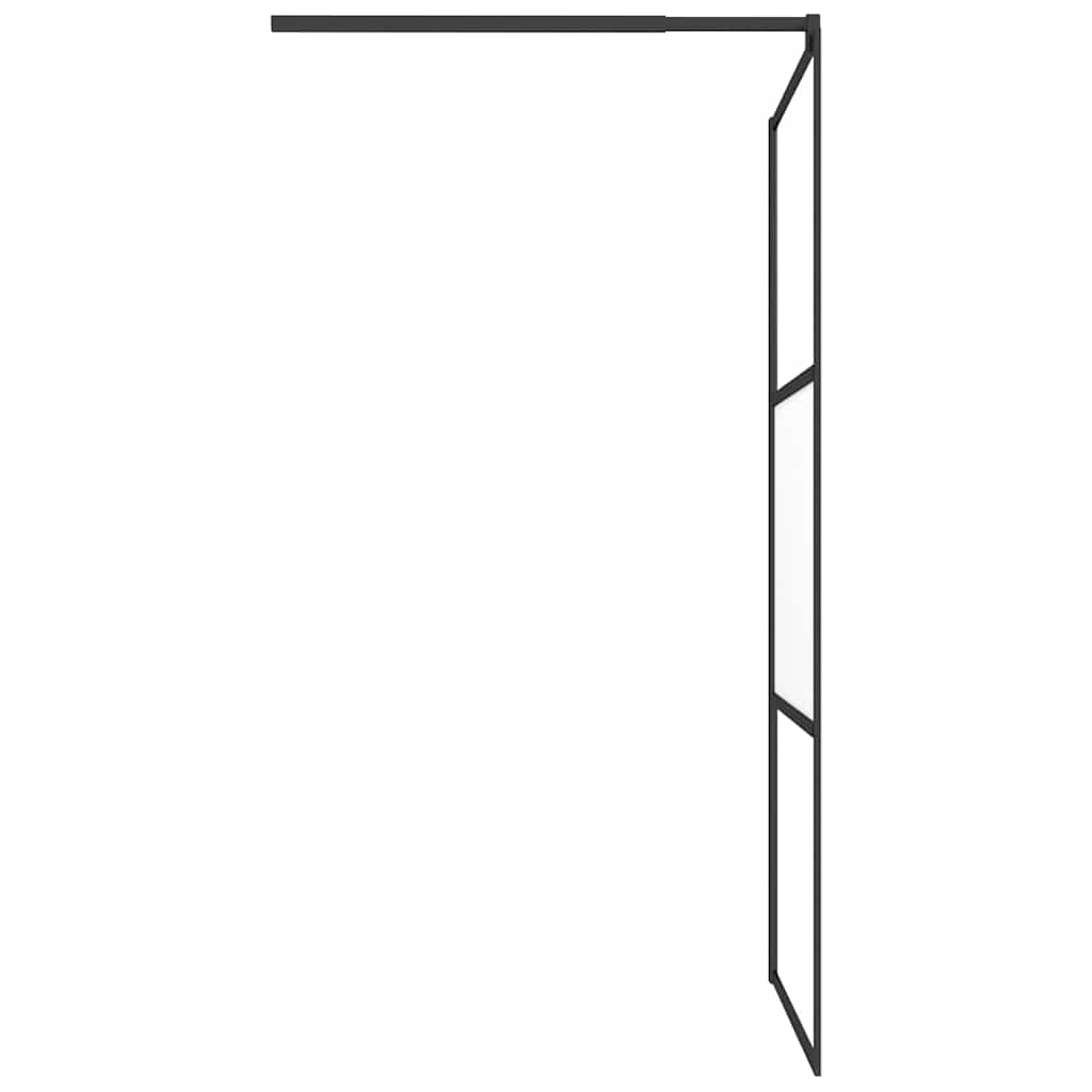 Walk-in Shower Wall ESG Glass Black Half Frosted 100 x 195 cm
