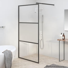 Walk-in Shower Wall ESG Glass Black Half Frosted