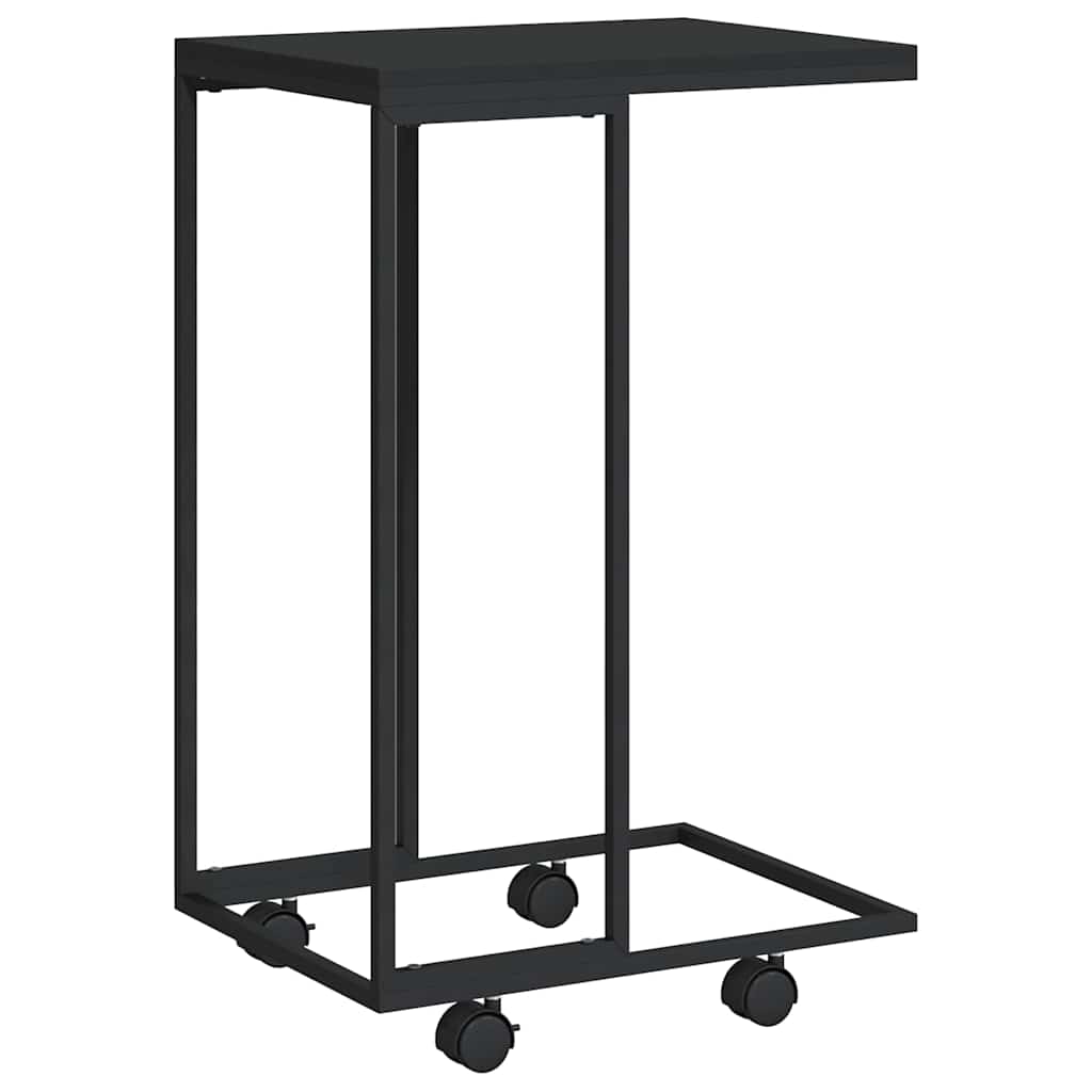 vidaXL Side Table with Wheels Black 40x30x63.5 cm Engineered Wood 2