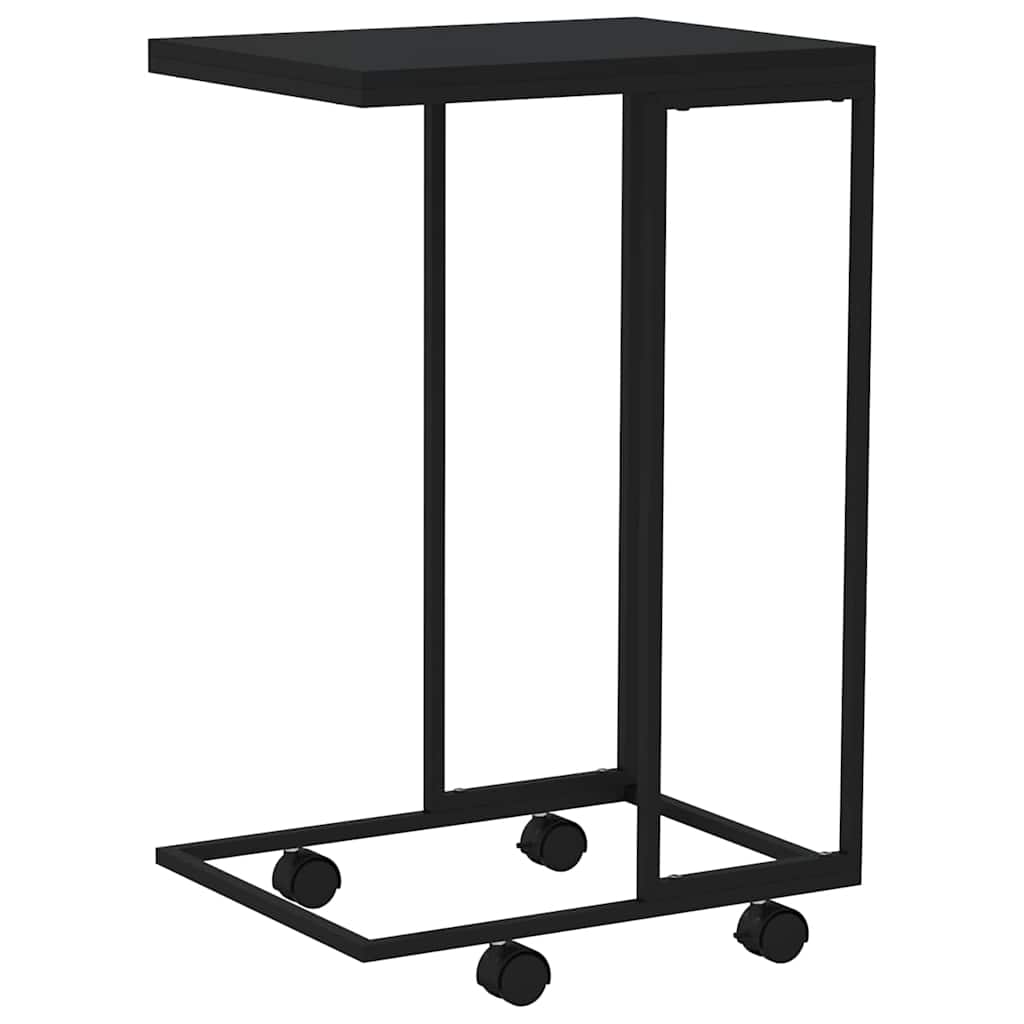 vidaXL Side Table with Wheels Black 40x30x63.5 cm Engineered Wood 6