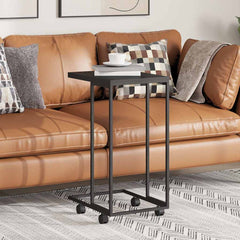 vidaXL Side Table with Wheels Black 40x30x63.5 cm Engineered Wood 1