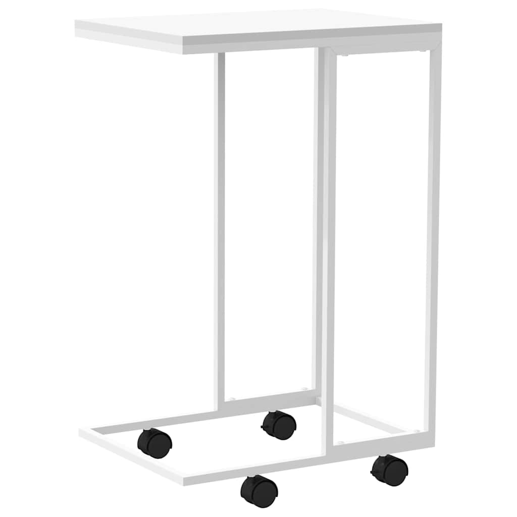 vidaXL Side Table with Wheels White 40x30x63.5 cm Engineered Wood 6