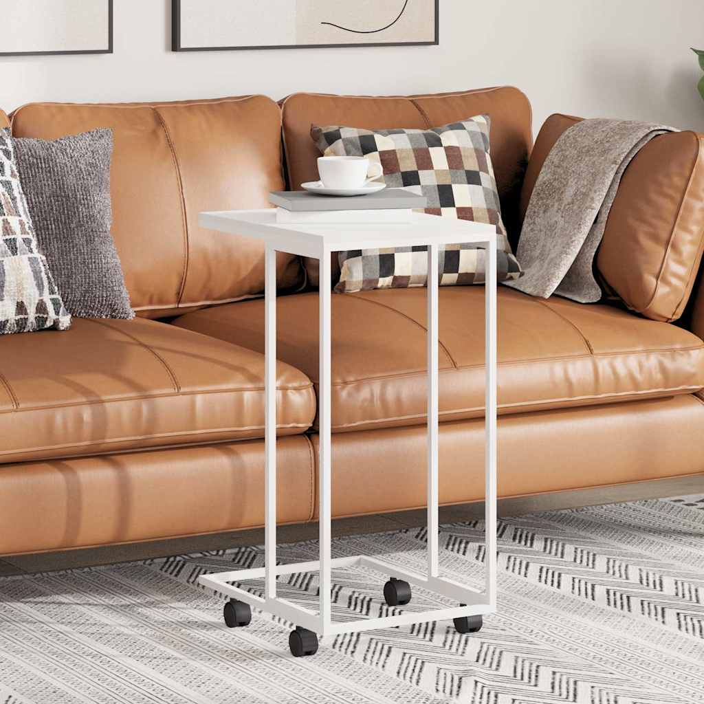 vidaXL Side Table with Wheels White 40x30x63.5 cm Engineered Wood 1