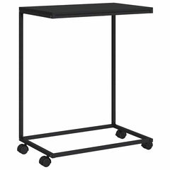 vidaXL Side Table with Wheels Black 55x35x70 cm Engineered Wood 2