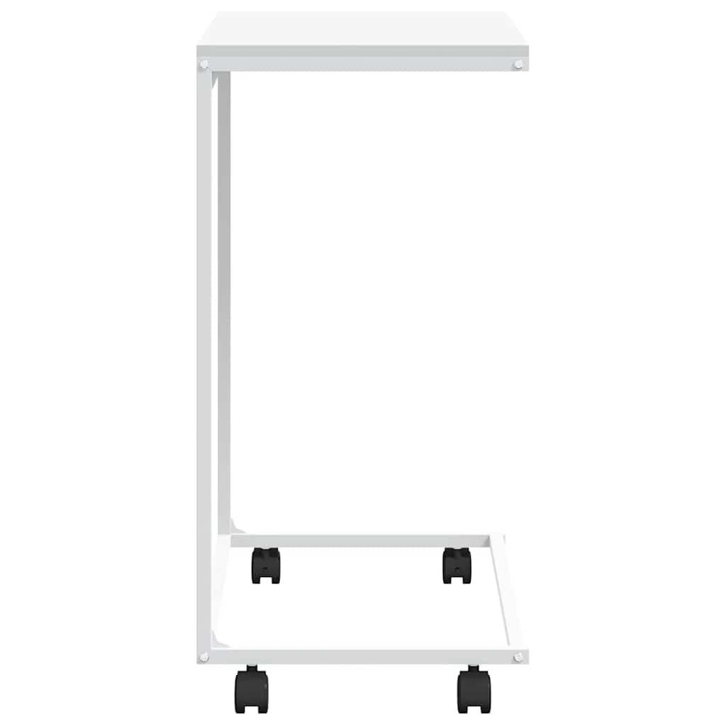 vidaXL Side Table | White | Engineered Wood, Iron | Medium | Rollable 5