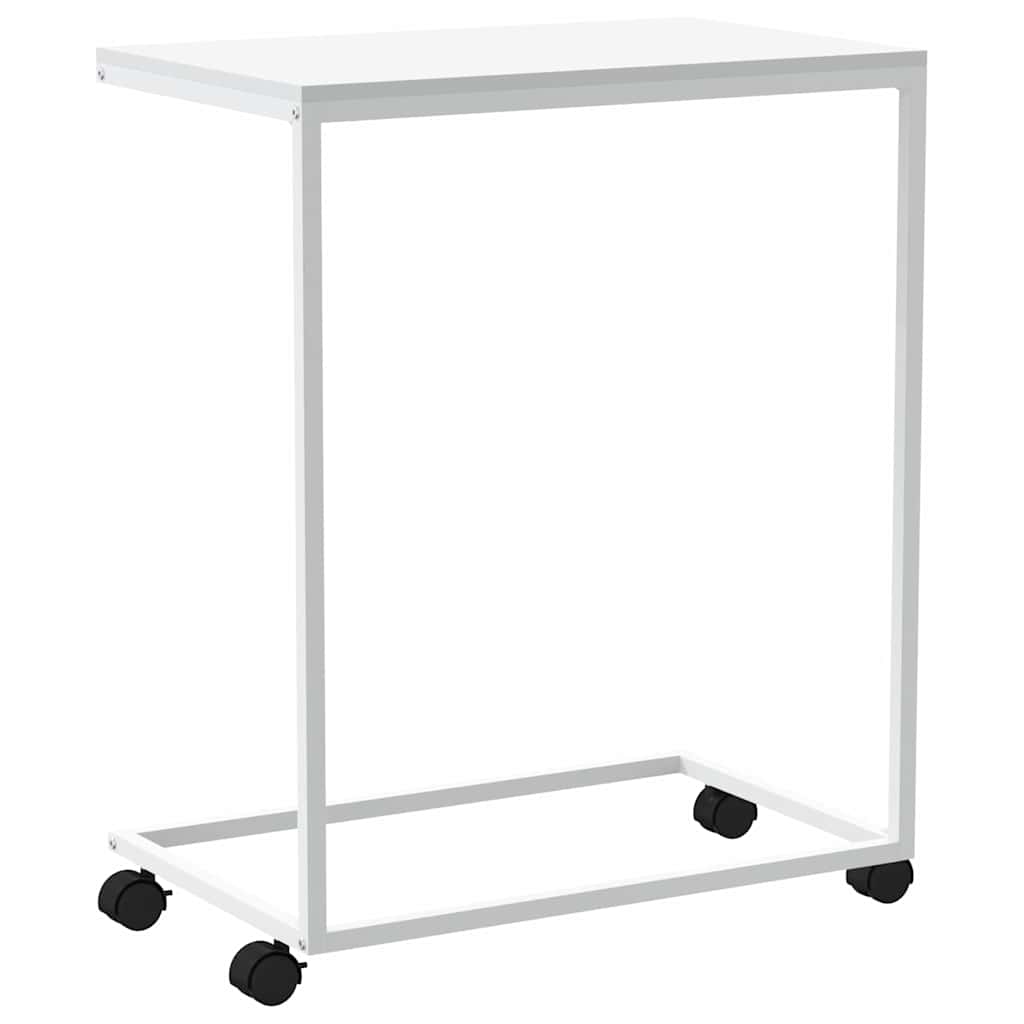 vidaXL Side Table | White | Engineered Wood, Iron | Medium | Rollable 6