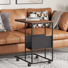 vidaXL Side Table | Black and Brown | Engineered wood and iron | Standard 1