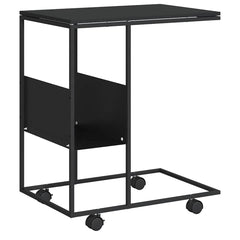 vidaXL Side Table with Wheels Black 55x36x63.5 cm Engineered Wood 2