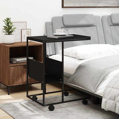 vidaXL Side Table with Wheels Black 55x36x63.5 cm Engineered Wood 3